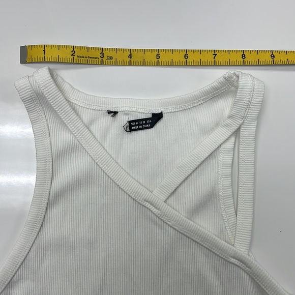 White Ribbed Cropped Tank Top - Picture 7 of 13